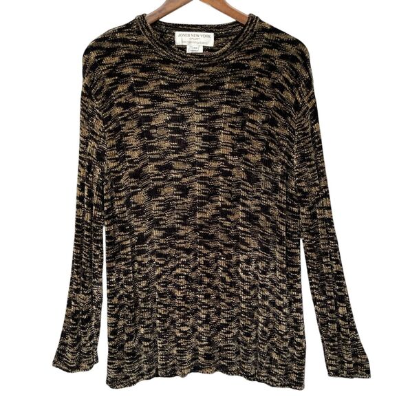 Jones New York Women Pullover Sweater Size PM Black 100% Rayon USA‎ Made - Picture 1 of 12